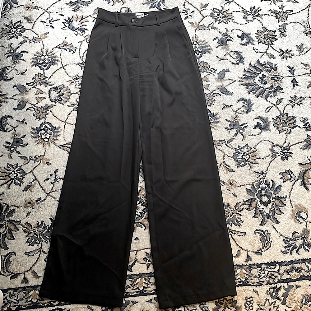 Princess Polly Black Wide Leg High Waist Retro Dress Pants Size 0